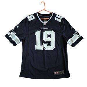 Nike On Field Navy and White Amari Cooper Cowboys Jersey #19 L